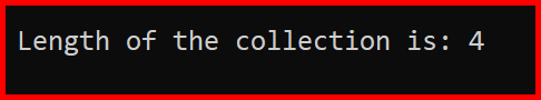 Picture showing the length of the collection in python